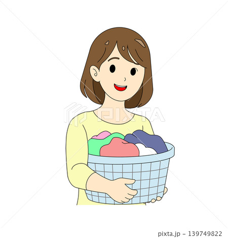 洗濯物を持つ女性イラスト 139749822