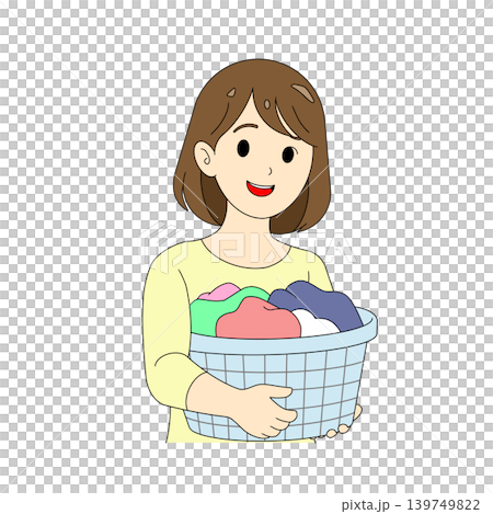 洗濯物を持つ女性イラスト 139749822