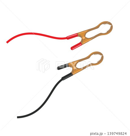 red and black alligator clip electrical  cable vector illustration  element design 139749824