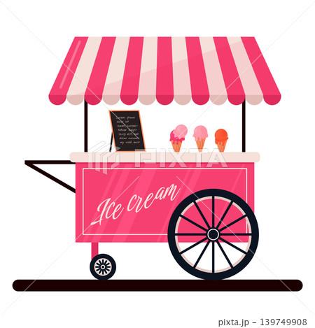 pink mobile stall with ice cream 139749908