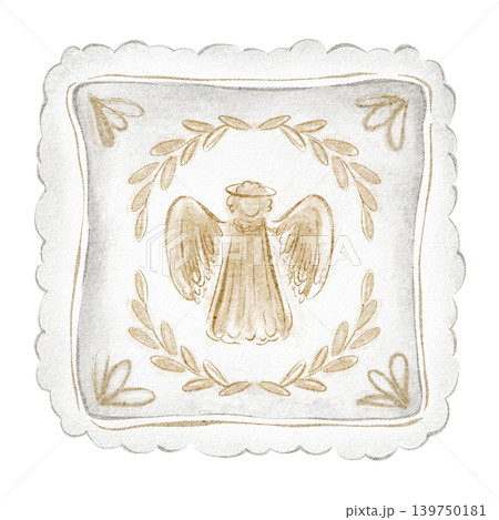 Angel Pillowcase Illustration Watercolor Hand Painted 139750181