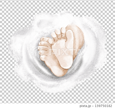 Baby Feet Watercolor Illustration Hand Painted Baby Feet Watercolor Illustration Hand Painted 139750182