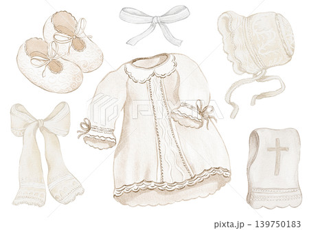 Baby Clothes Watercolor Illustration Hand Painted 139750183