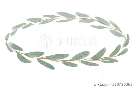 Laurel Wreath Illustration Watercolor Hand Painted Laurel Wreath Illustration Watercolor Hand Painted 139750363
