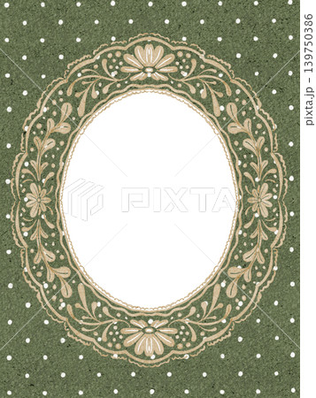 Oval Lacy Border Design Watercolor Hand Painted 139750386