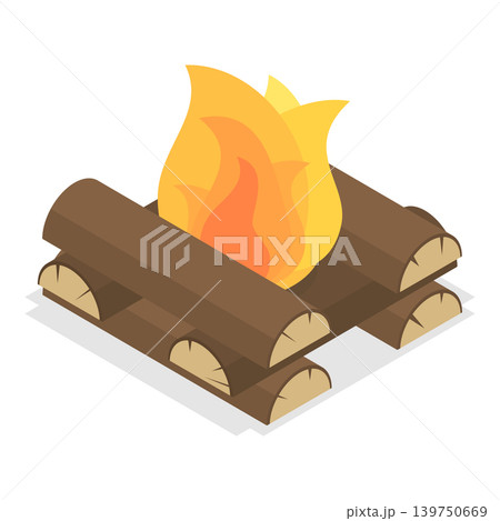 3D Isometric Flat Vector Set of Bonfires, Wooden Boards Used For Nighttime Outdoor Bonfire With Flaming Logs And Coals. Item 4 3D Isometric Flat Vector Set of Bonfires, Wooden Boards Used For Nighttime Outdoor Bonfire With Flaming Logs And Coals. Item 4 139750669