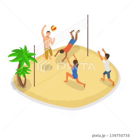 3D Isometric Flat Vector Illustration of Beach Fun, Summer Leasure Time. Item 3 3D Isometric Flat Vector Illustration of Beach Fun, Summer Leasure Time. Item 3 139750738