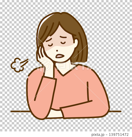 倦怠感やだるさ・疲れを感じている女性のイラスト 139751472