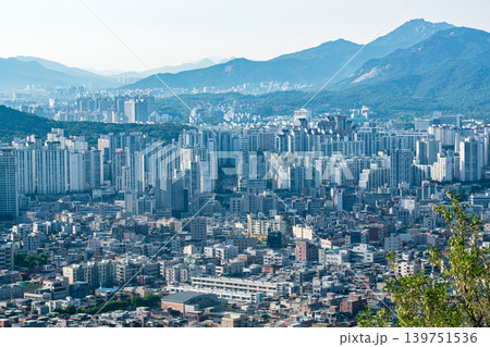 Seoul, South Korea - May. 17, 2026 : Panoramic high-angle view of Seoul cityscape and residential area from Yongmasan Mountain skywalk, South Korea Seoul, South Korea - May. 17, 2026 : Panoramic high-angle view of Seoul cityscape and residential area from Yongmasan Mountain skywalk, South Korea 139751536
