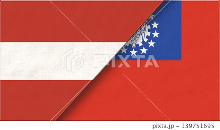 Austria and Myanmar flags as a symbol of cooperation and partnership 139751695