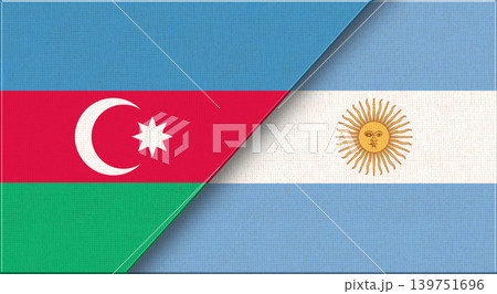 Azerbaijan and Argentina flags on fabric texture for international relations Azerbaijan and Argentina flags on fabric texture for international relations 139751696