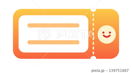 Vector template of a tear-off ticket or voucher with rounded corners on a white background. Features a warm orange-to-yellow gradient, a blank text area with placeholder lines, a dotted perforation li Vector template of a tear-off ticket or voucher with rounded corners on a white background. Features a warm orange-to-yellow gradient, a blank text area with placeholder lines, a dotted perforation li 139751887