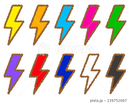 雷マークアイコンのイラスト素材セット5 雷マークアイコンのイラスト素材セット5 139752087
