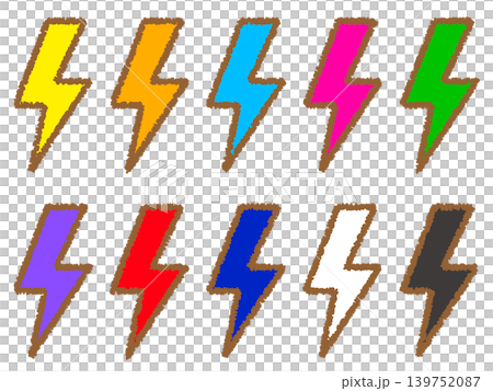 雷マークアイコンのイラスト素材セット5 雷マークアイコンのイラスト素材セット5 139752087
