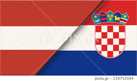 Flags of Austria and Croatia. Austrian and Croatian National flags on Fabric. 139752094