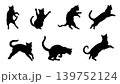 Cat Silhouettes Set in Various Playful and Hunting Poses 139752124