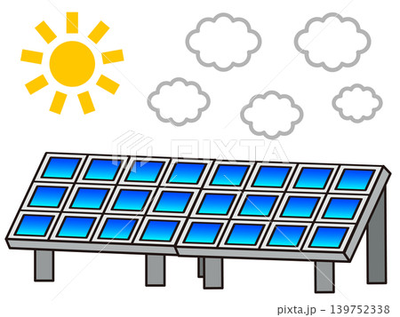 太陽光発電する並んだソーラーパネルのイラスト素材 太陽光発電する並んだソーラーパネルのイラスト素材 139752338
