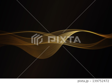 Golden transparent wave on dark luxury abstract background 139752472