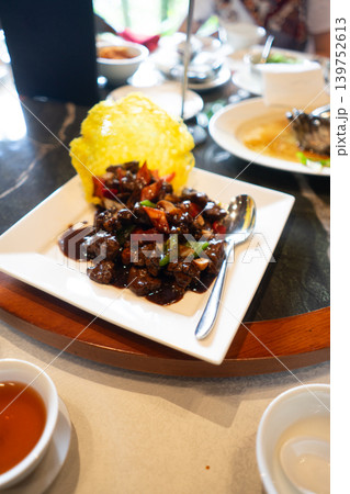 Elegant Gourmet Meat Dish in Fine Dining Restaurant Elegant Gourmet Meat Dish in Fine Dining Restaurant 139752613