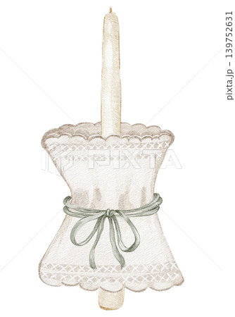Baptism Candle Illustration Watercolor Hand Painted Baptism Candle Illustration Watercolor Hand Painted 139752631