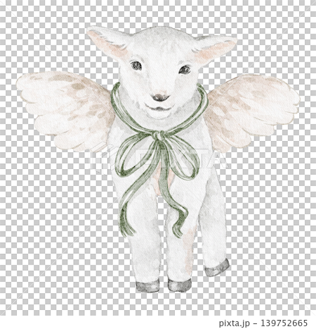 Cute lamb illustration watercolor hand painted 139752665