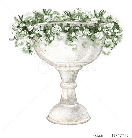 Baptismal font illustration watercolor hand painted Baptismal font illustration watercolor hand painted 139752757