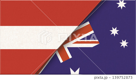 Flags of Austria and Australia. Austrian and Australian National flags on Fabric 139752873