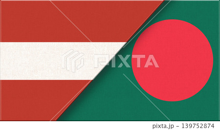 Flags of Austria and Bangladesh.Austrian and Bangladeshi flags on Fabric Texture 139752874