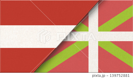 Double Flag of Austria and Basque Country on Fabric Texture Double Flag of Austria and Basque Country on Fabric Texture 139752881