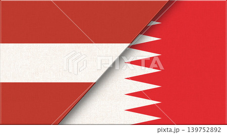 Flags of Austria and Bahrain. Austrian and Bahraini National flags on Fabric Flags of Austria and Bahrain. Austrian and Bahraini National flags on Fabric 139752892