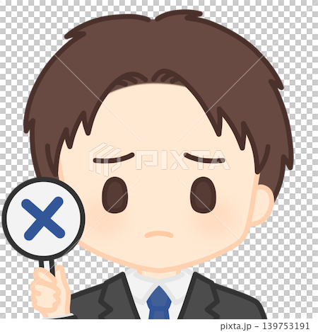一名男員工舉著 X 標誌 139753191