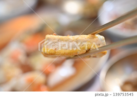 Pan fried Tofu Side Dish Served in Traditional Korean food Pan fried Tofu Side Dish Served in Traditional Korean food 139753545