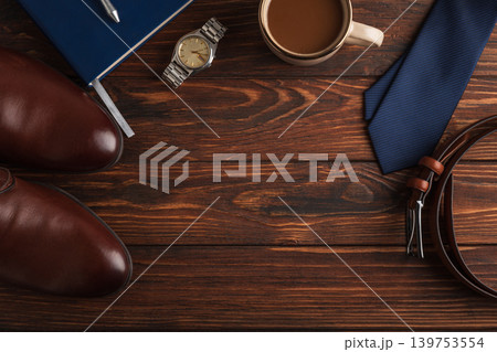 Father's Day creating unique gift collection on wooden table 139753554