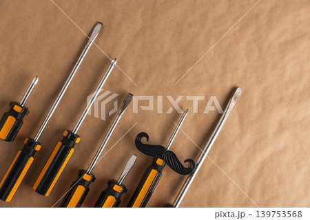 Screwdrivers shaped like mustaches celebrating Father's Day 139753568