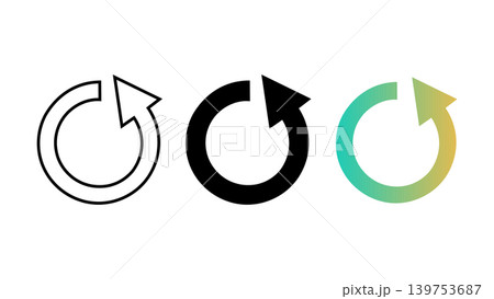 Refresh reload icon set circular arrow outline solid and gradient color vector illustration Refresh reload icon set circular arrow outline solid and gradient color vector illustration 139753687