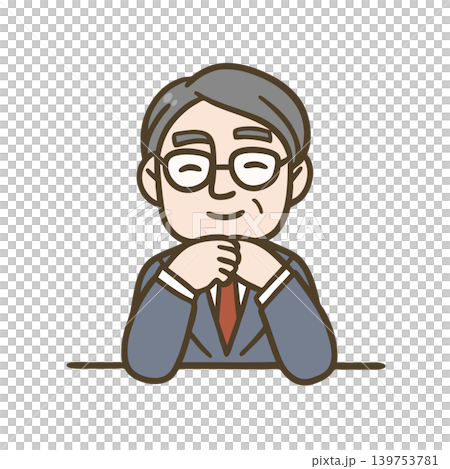 一位微笑的老年男性的插圖 | CEO、老闆、商人、顧問 139753781