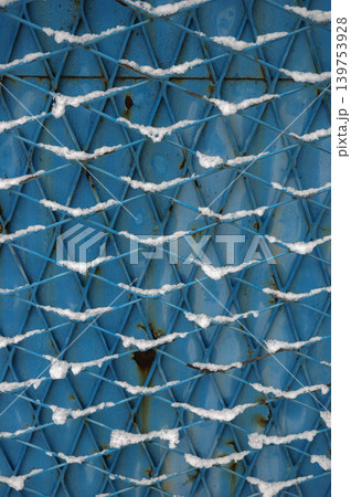 Snowy Blue Metal Wire Fence 139753928