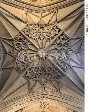Ornate Gothic Vaulted Ceiling With Star Ribbing and Carved Floral Boss, Westminster Abbey, London Ornate Gothic Vaulted Ceiling With Star Ribbing and Carved Floral Boss, Westminster Abbey, London 139754146
