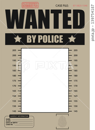 Wanted by police mugshot poster vector illustration with blank Wanted by police mugshot poster vector illustration with blank 139754187