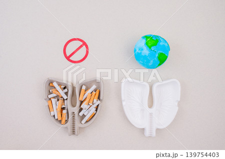 Concept of world no tobacco day. Smoking kills, cancer disease 139754403