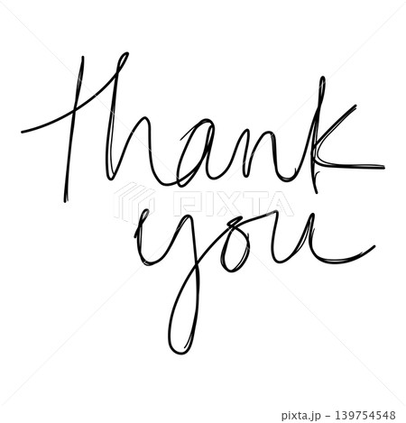 Handwritten Thank You script in black cursive lettering on white Handwritten Thank You script in black cursive lettering on white 139754548