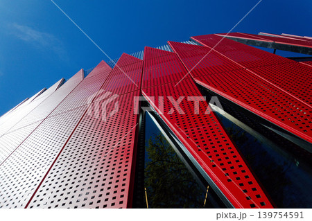 Exterior view of Horacka multifunctional arena in Jihlava, Vysocina region, Czechia, on a sunny day, showing modern architecture from open public surroundings 139754591