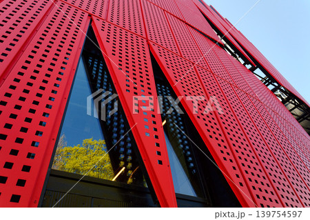 Exterior view of Horacka multifunctional arena in Jihlava, Vysocina region, Czechia, on a sunny day, showing modern architecture from open public surroundings 139754597