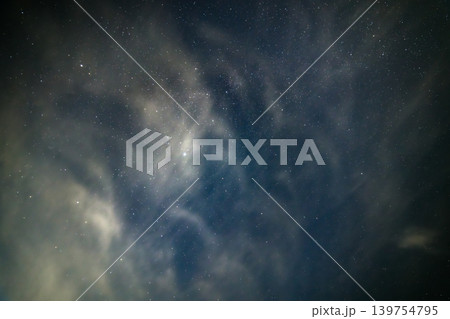 Starry Night Sky with thin Wispy Clouds Starry Night Sky with thin Wispy Clouds 139754795