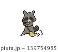 掃き掃除をするアライグマ 139754985