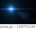 Blue cinematic lens flare with horizontal streak and light rays 139755194