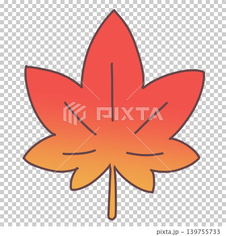 Cute red-to-orange gradient maple leaf autumn icon illustration Cute red-to-orange gradient maple leaf autumn icon illustration 139755733