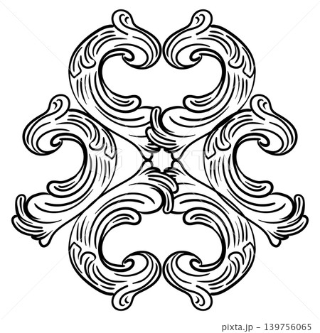 Decorative symmetrical hand drawing retro pattern baroque vector 139756065