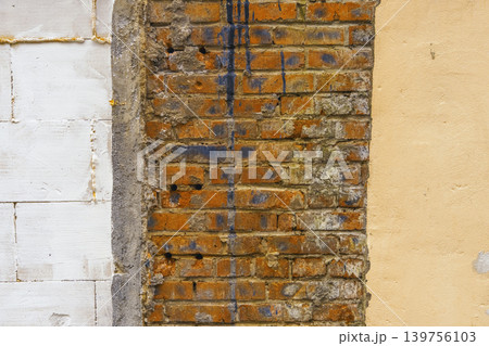 Detailed photograph capturing intricate brick and plaster craftsmanship elements for editorial purposes Detailed photograph capturing intricate brick and plaster craftsmanship elements for editorial purposes 139756103
