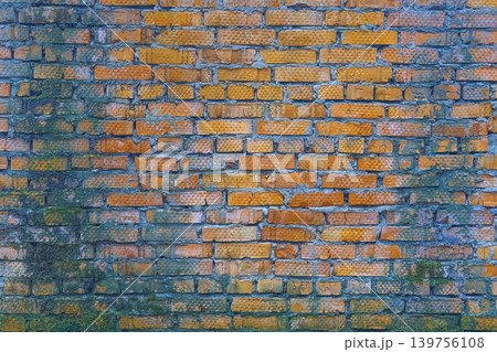 Moss and algae dispersing across ancient bricks creating grunge and nature reclamation visual Moss and algae dispersing across ancient bricks creating grunge and nature reclamation visual 139756108